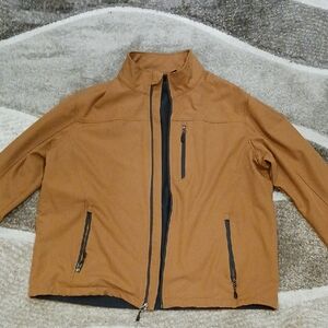 Swiss Tech Men's Tan Softshell Jacket with Black Accents